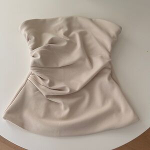 Abercrombie & Fitch Strapless Ruched Cream Top